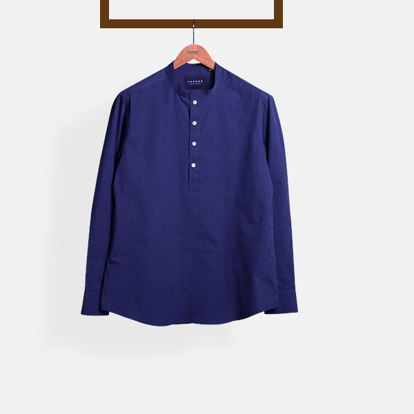 Royal Blue Fine Weave Henley Shirt-mbview-main