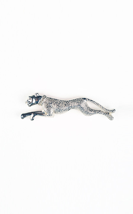 Leopard Silver-Tone Lapel Pin