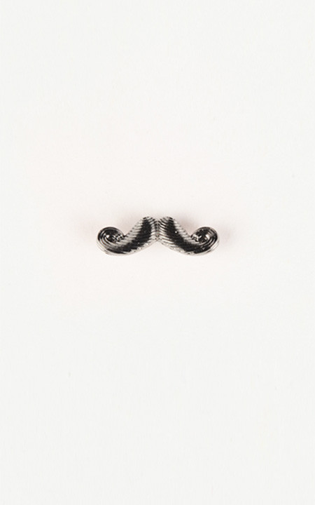 Mustache Silver-Tone Lapel Pin