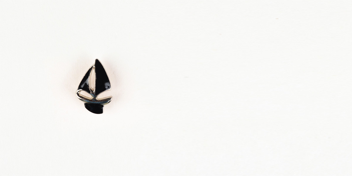 Yatch Black And Silver-Tone Lapel Pin- view-1