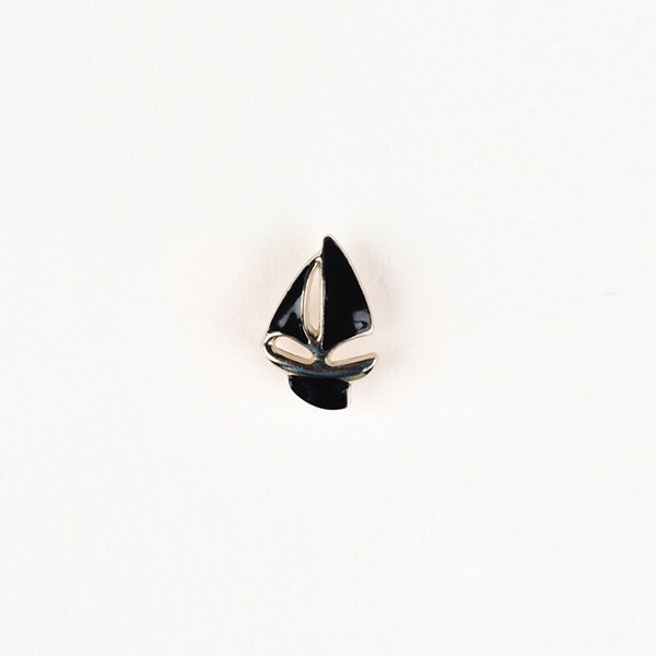 Yatch Black And Silver-Tone Lapel Pin-mbview-main