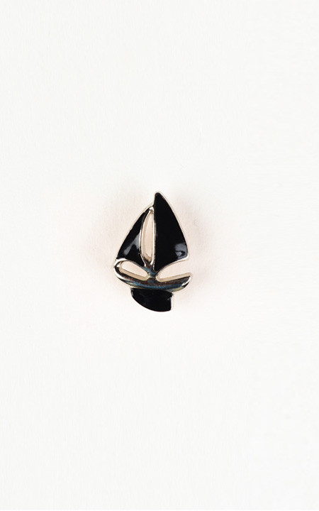 Yatch Black And Silver-Tone Lapel Pin