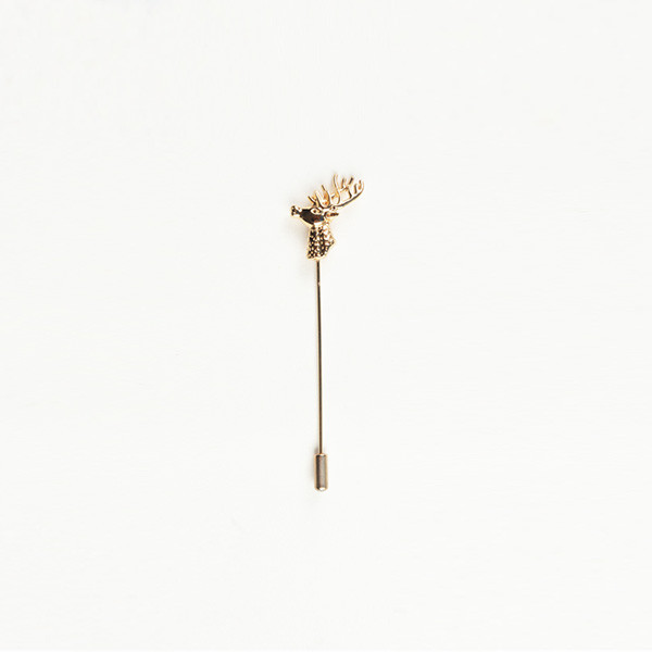Reindeer Gold-Tone Boutonniere Lapel Pin-mbview-main