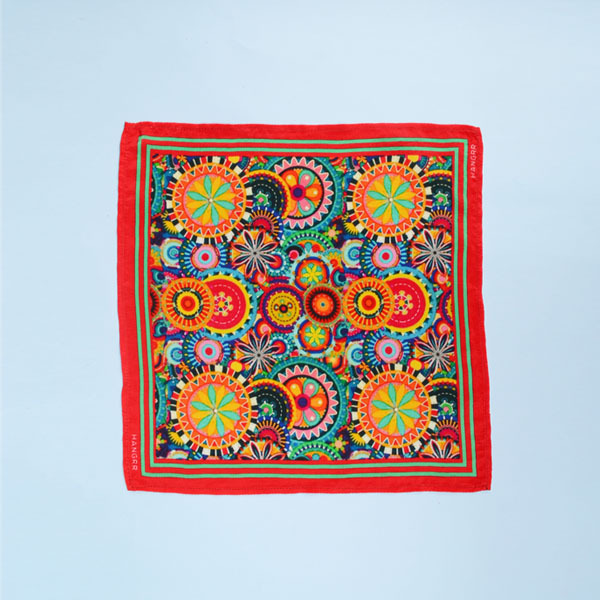 Kaleidoscopic Fortune Wheels Silk Pocket Square-mbview-main