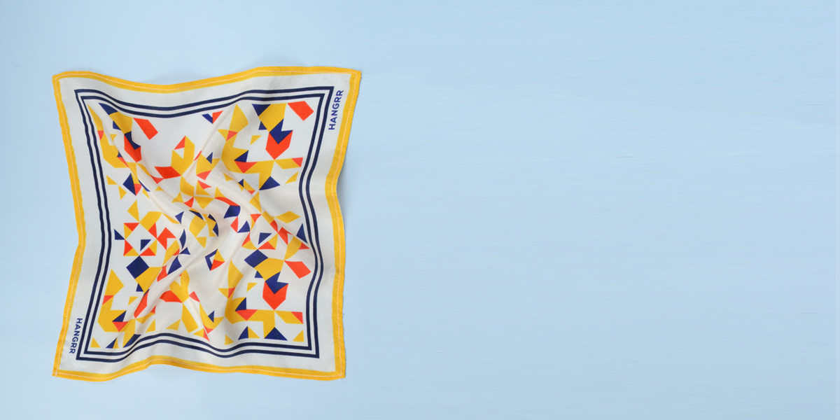 Triangulation Yellow Red Pocket Square- view-2