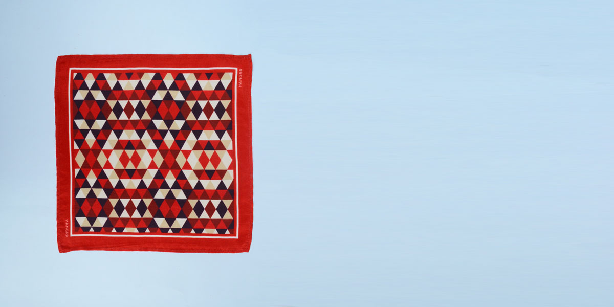 Egyptian Pyramid Red Silk Pocket Square- view-1
