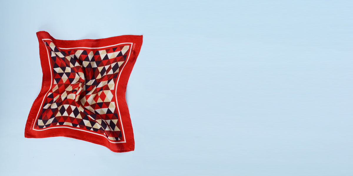 Egyptian Pyramid Red Silk Pocket Square- view-2