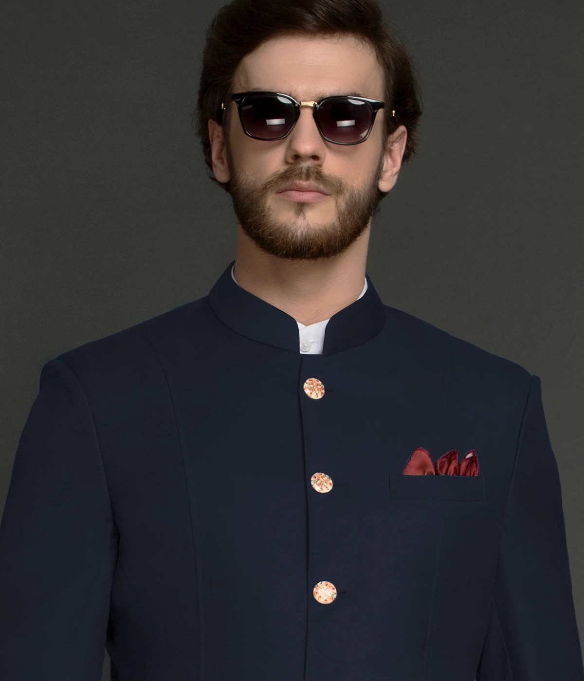 Bluish Black Wool Jodhpuri Suit-1