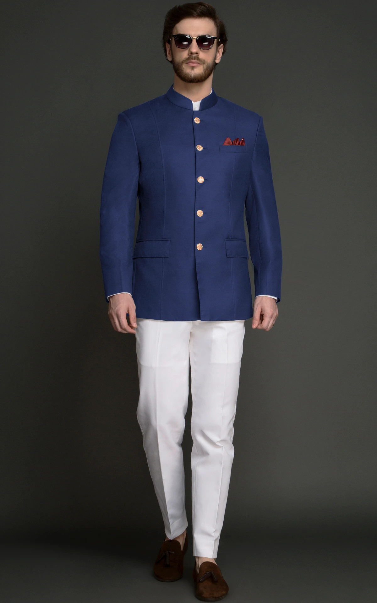 indigo blue jodhpuri suit multi