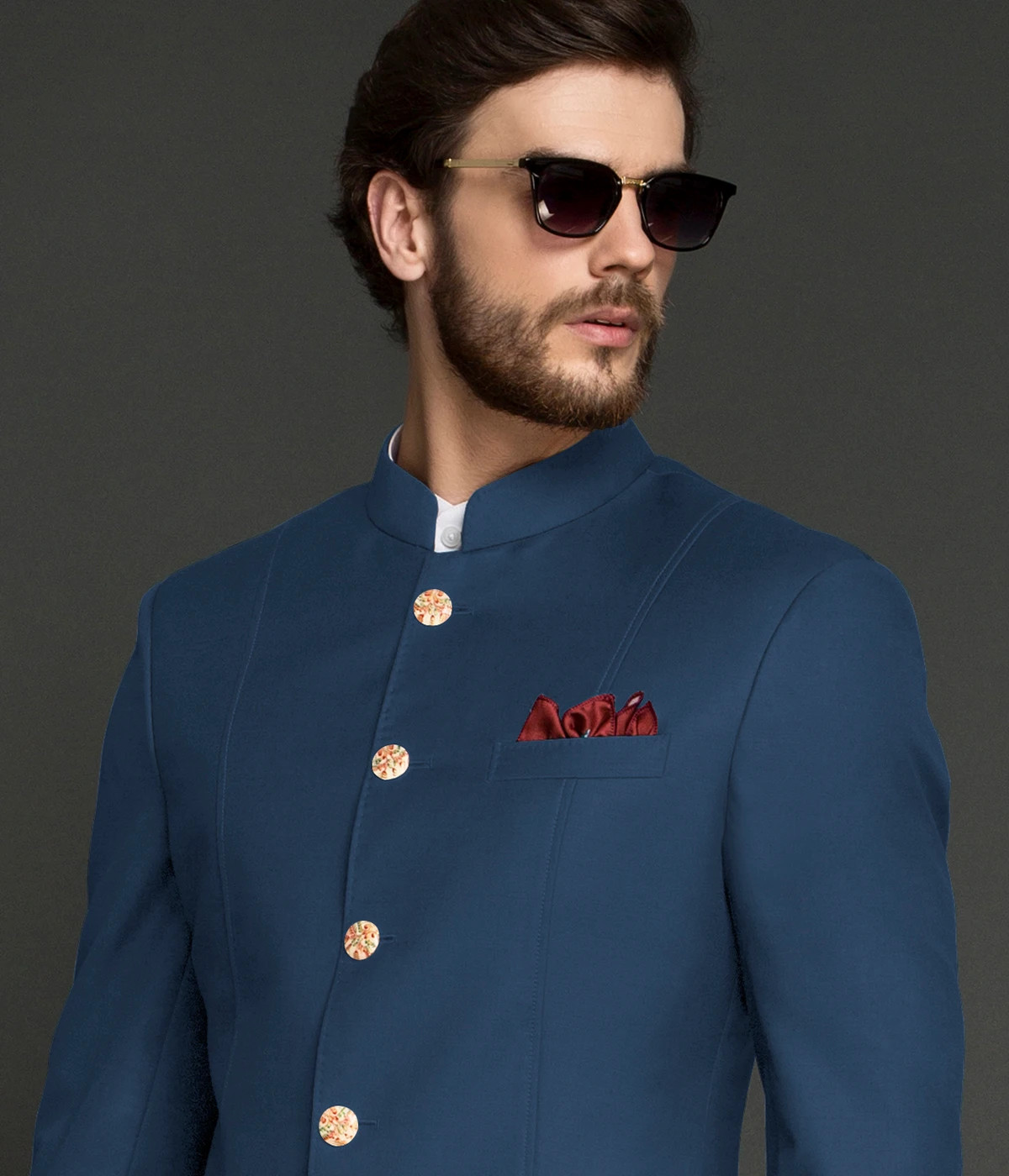 Misty Blue Wool Jodhpuri Suit-1
