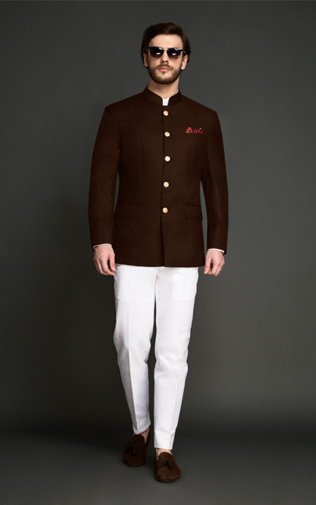 Regal Slate Brown Jodhpuri Suit