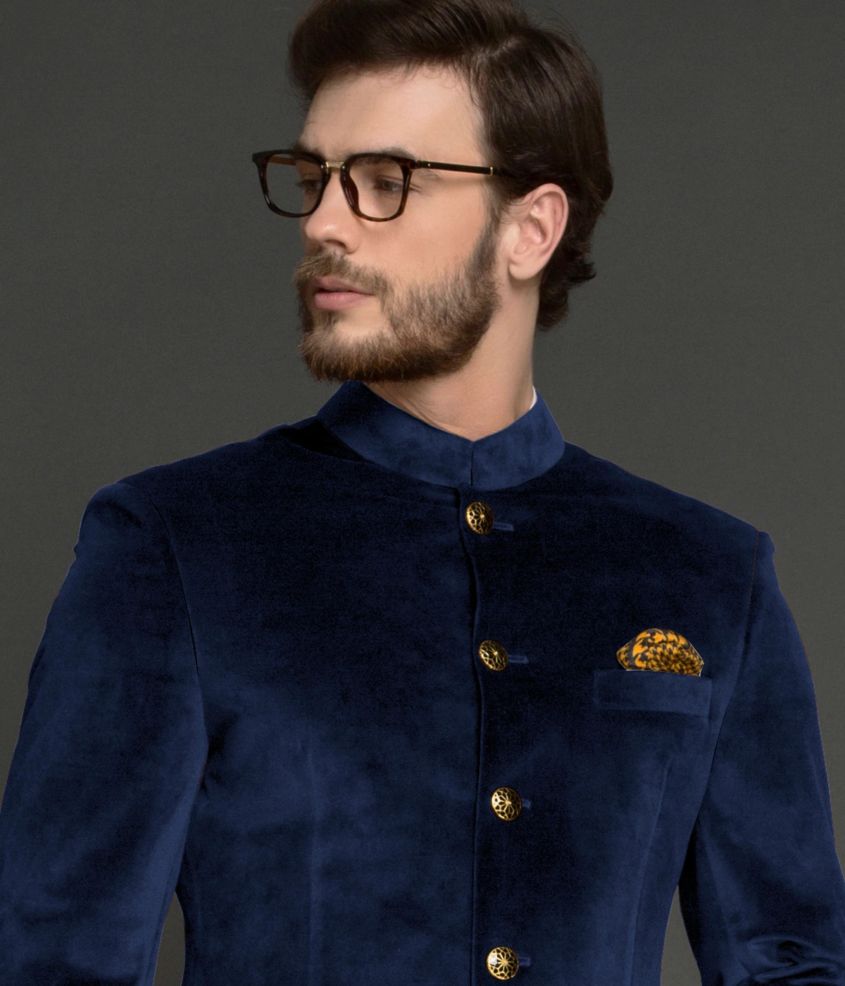 Turkish Blue Velvet Jodhpuri Suit A.i. Perfect Fits