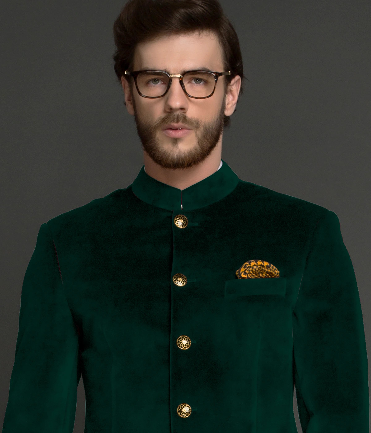 Emerald Green Velvet Jodhpuri Suit - Hangrr