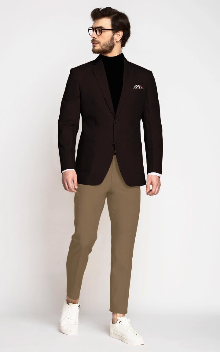 Brown Khaki Cotton Blazer image