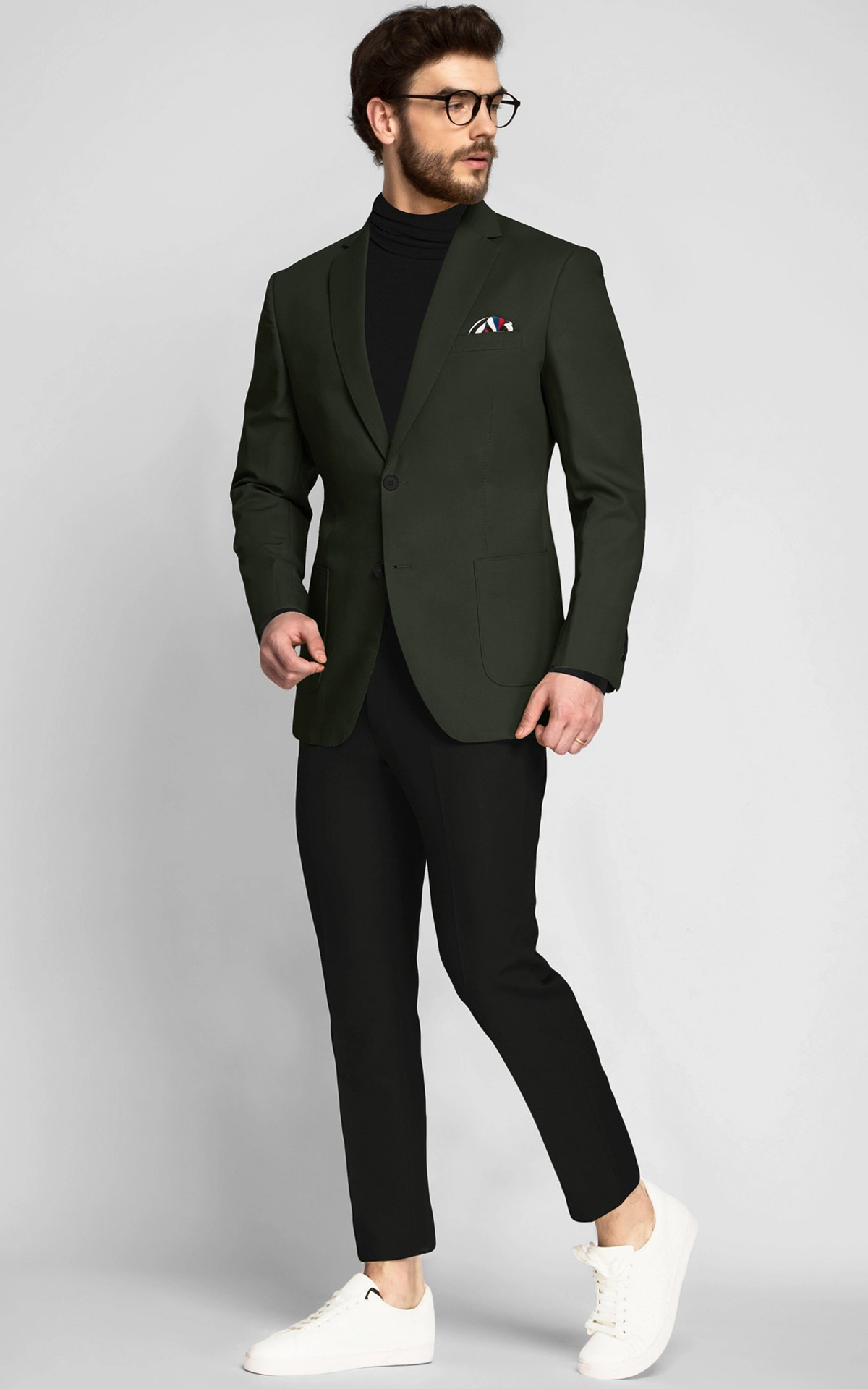 Olive Green Cotton Blazer