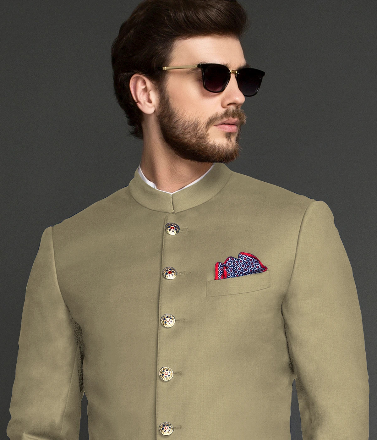 Spring Green Wool Achkan-1