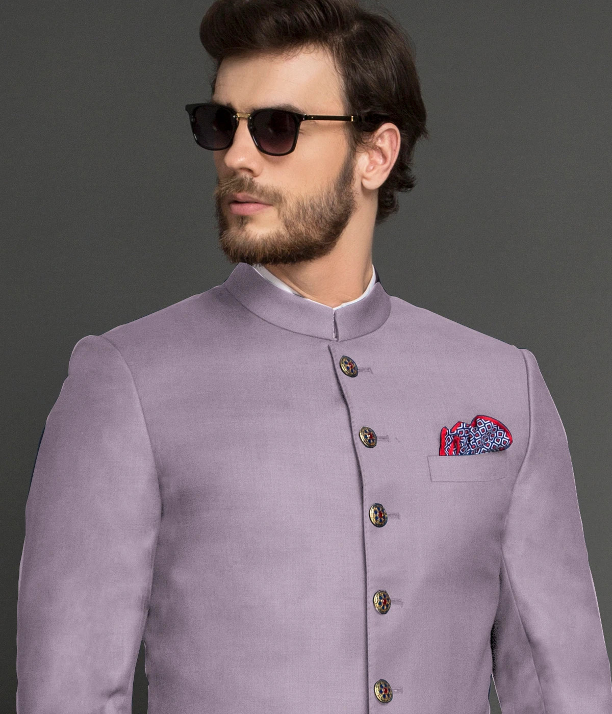 Seattle Lilac Lavender Wool Achkan-1