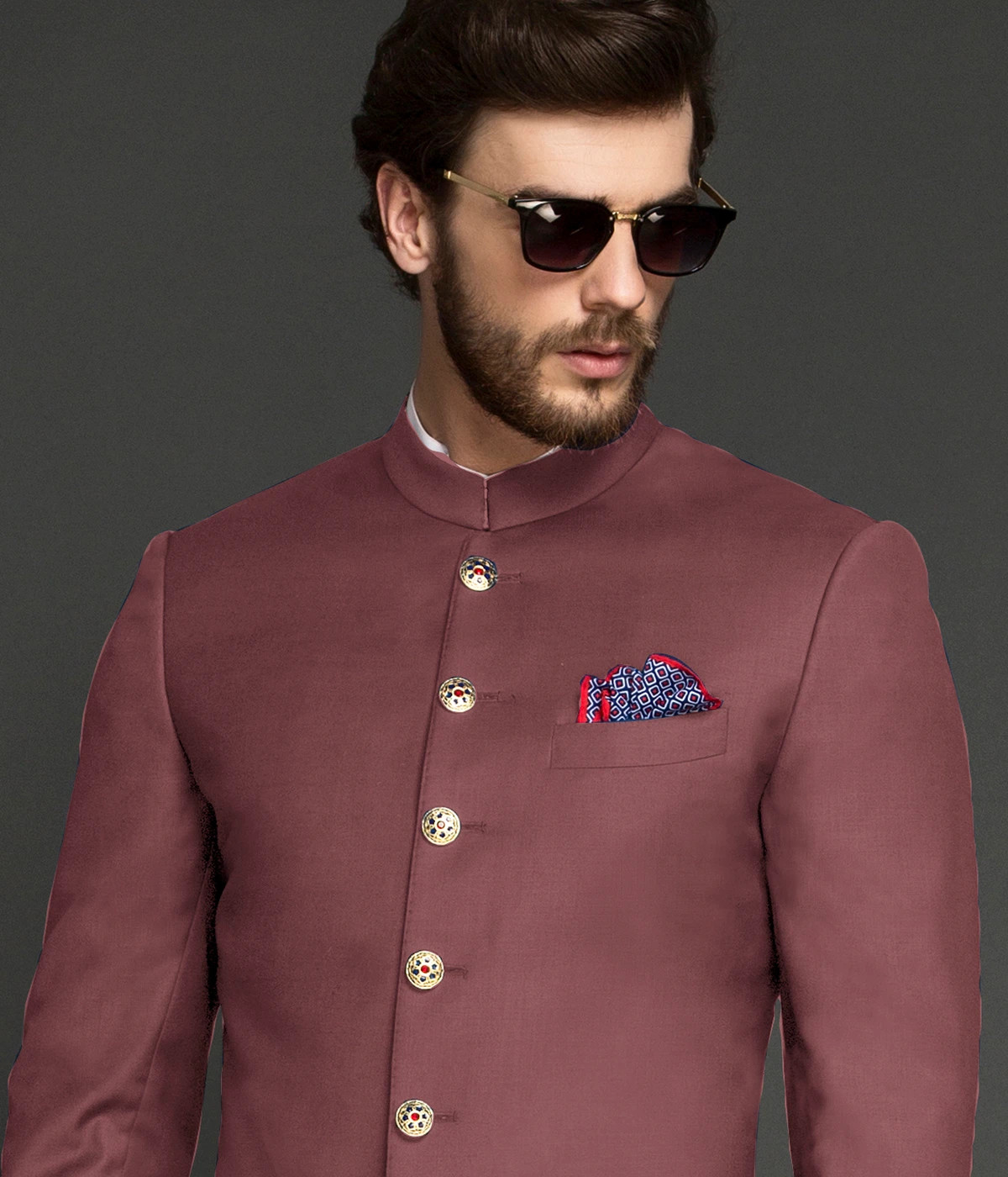 Portland Dusty Rose Wool Achkan-1