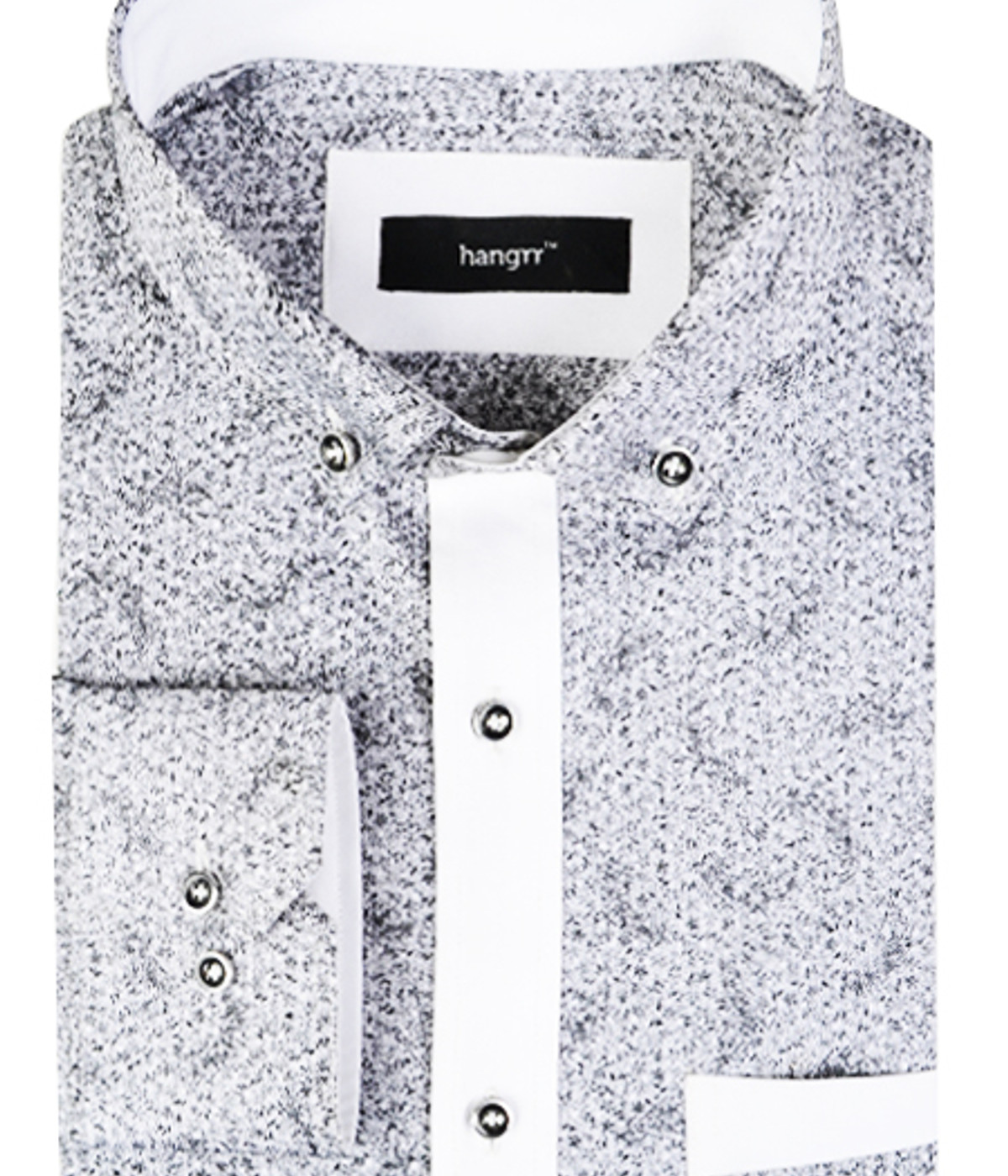 Melange Black Print Shirt- view-1