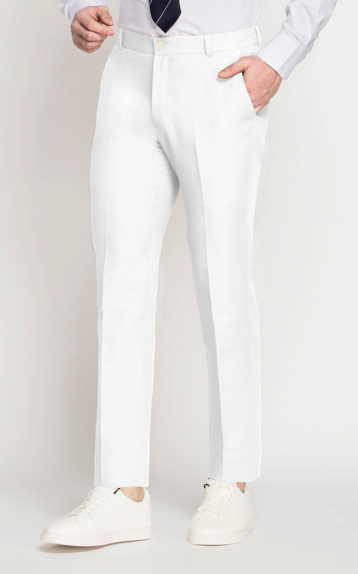 Napoli White Cotton Pants