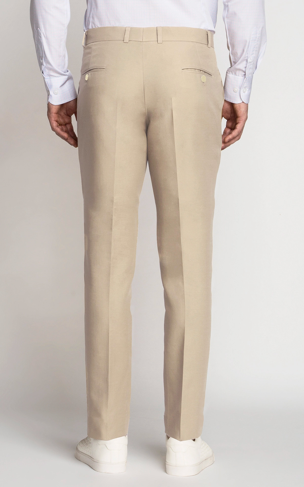Khaki Cream Cotton Pants - Hangrr