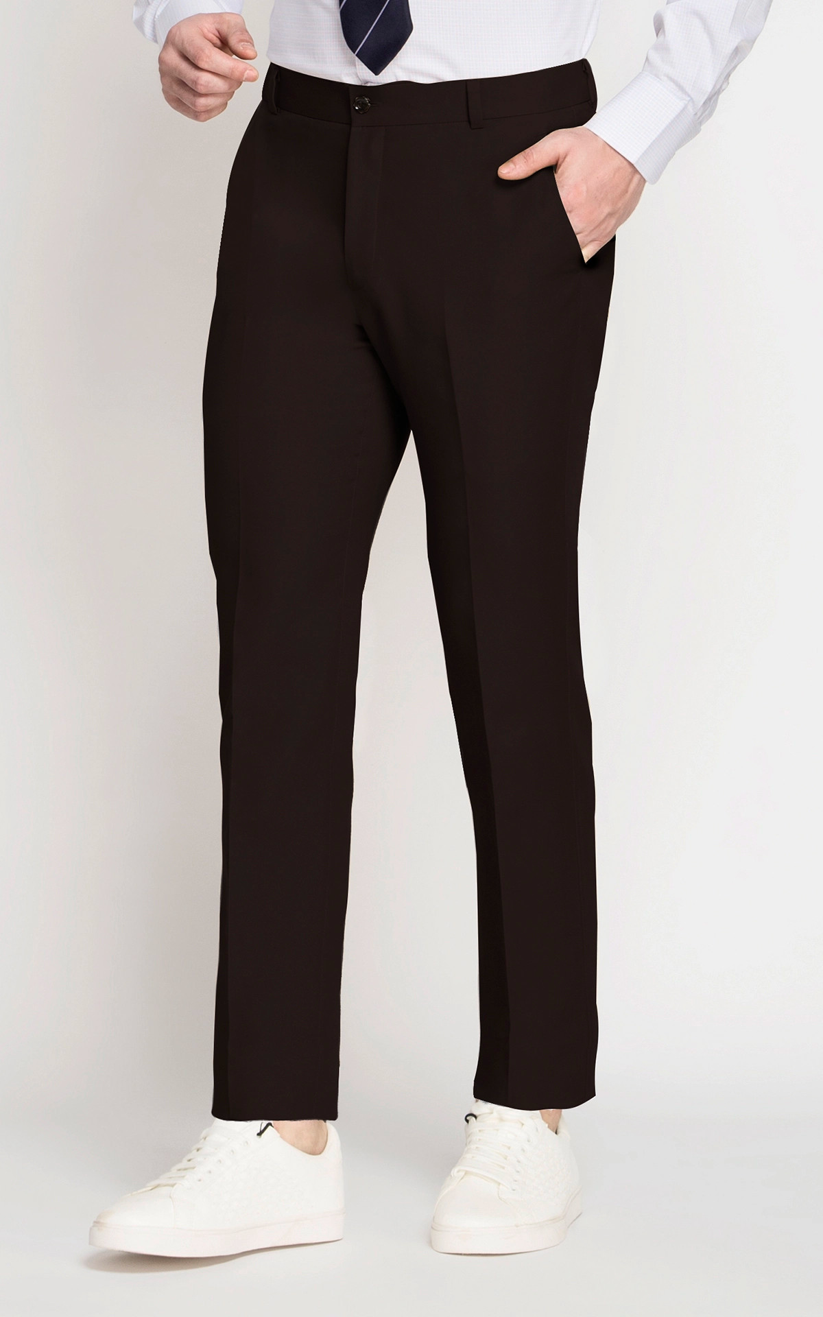 Moulinè Wool Formal Pants Brown | Versace US