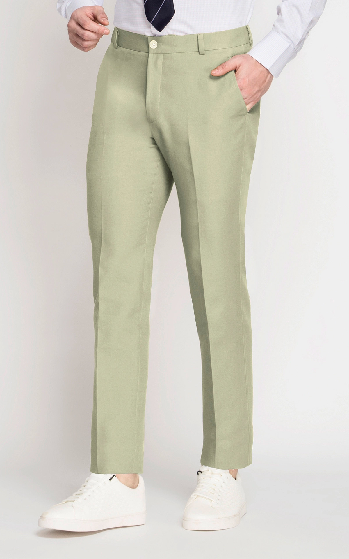 Regular Fit Casual Wear Mens Olive Green Cotton Trouser, Handwash