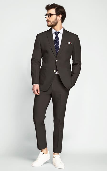 Earthy Taupe Gray Cotton Suit - Hangrr