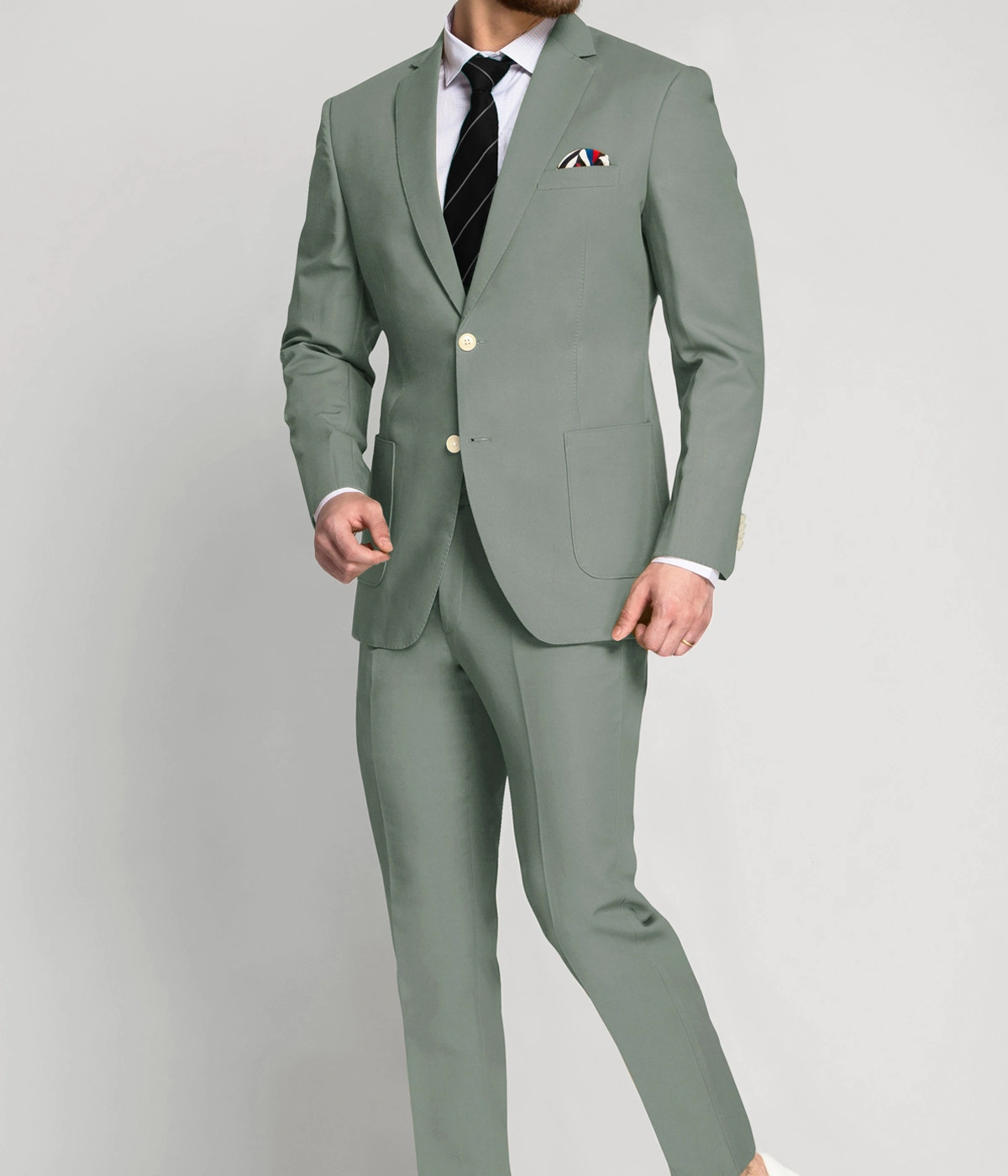 Moss Green Cotton Suit- view-2