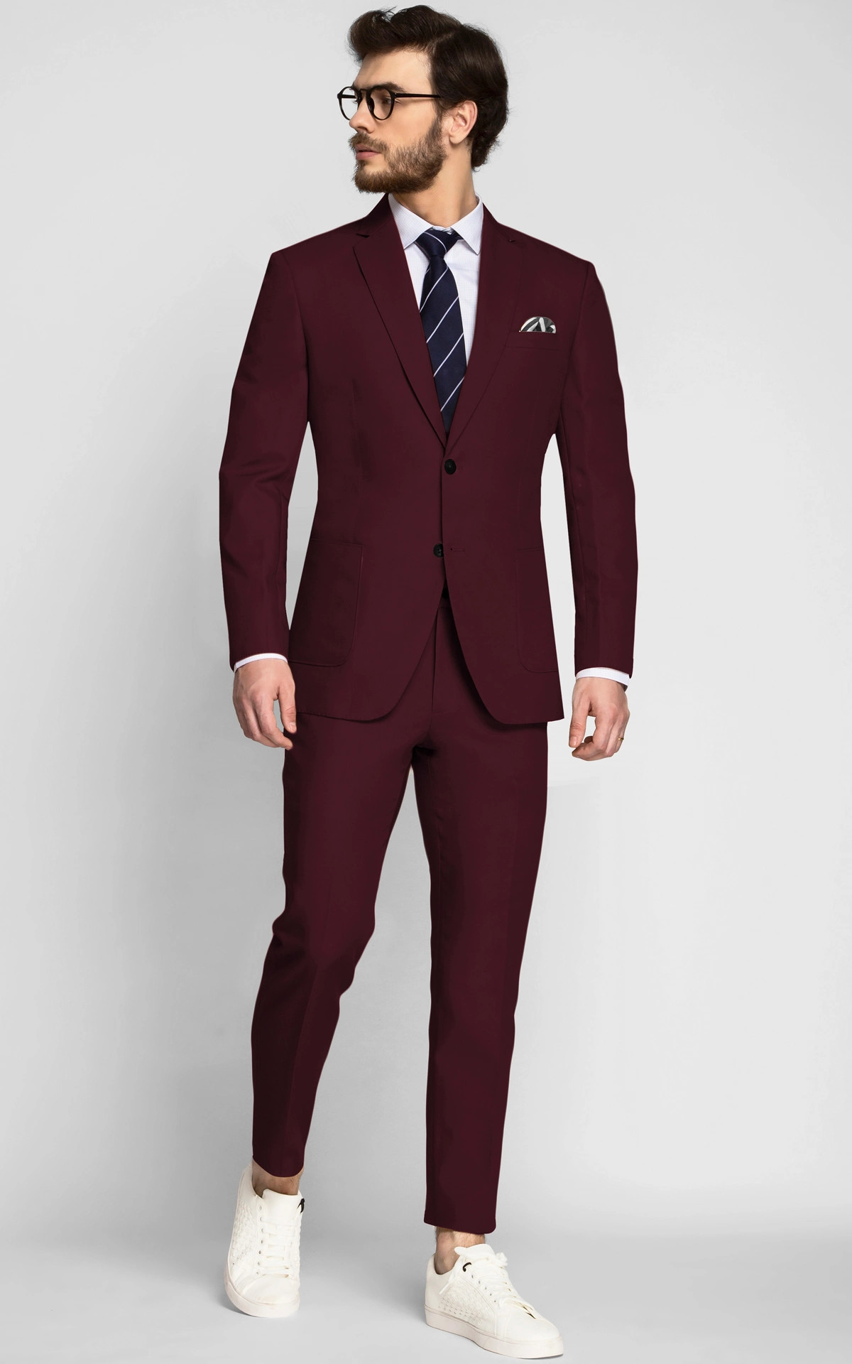 San Diego Burgundy Cotton Suit