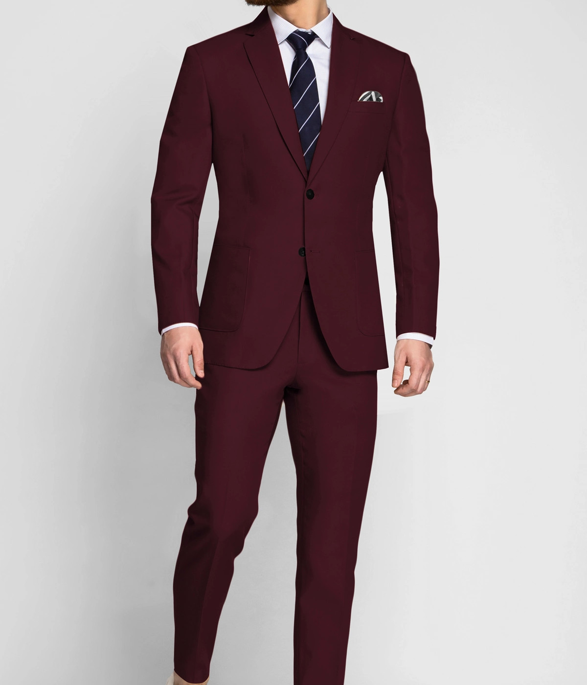 San Diego Burgundy Cotton Suit- view-2