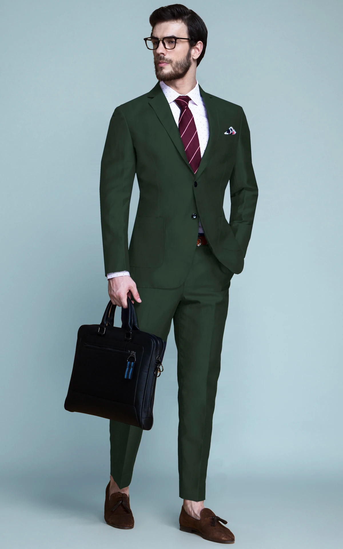 Forest Green Linen Suit
