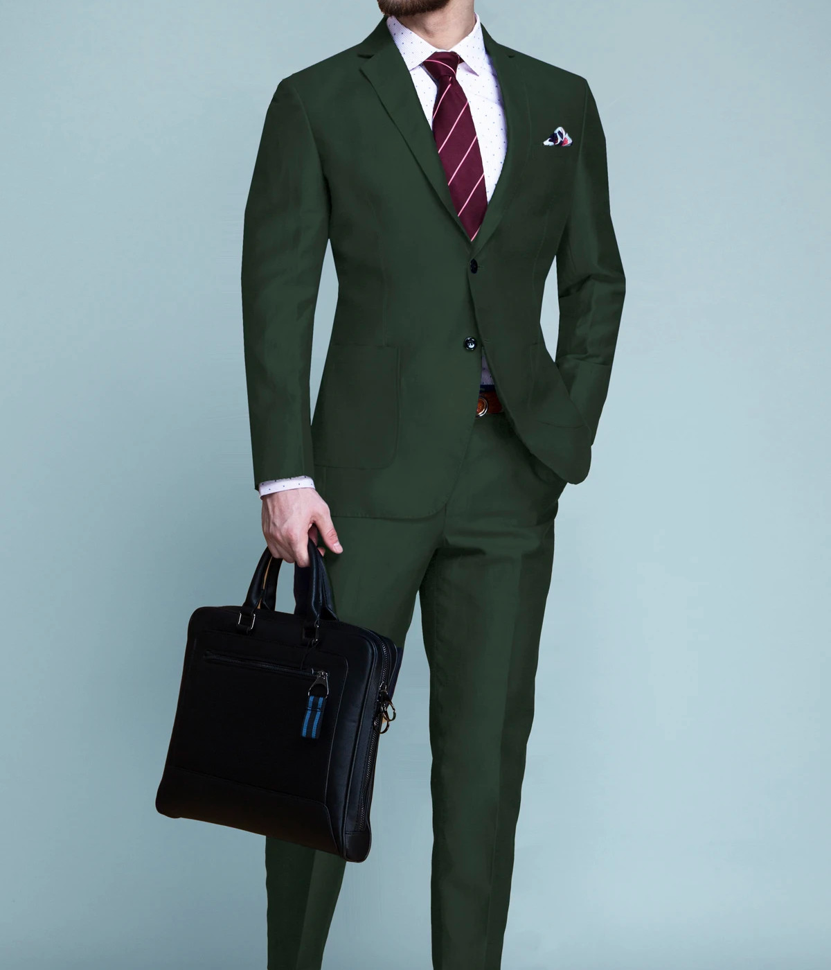 Forest Green Linen Suit- view-2