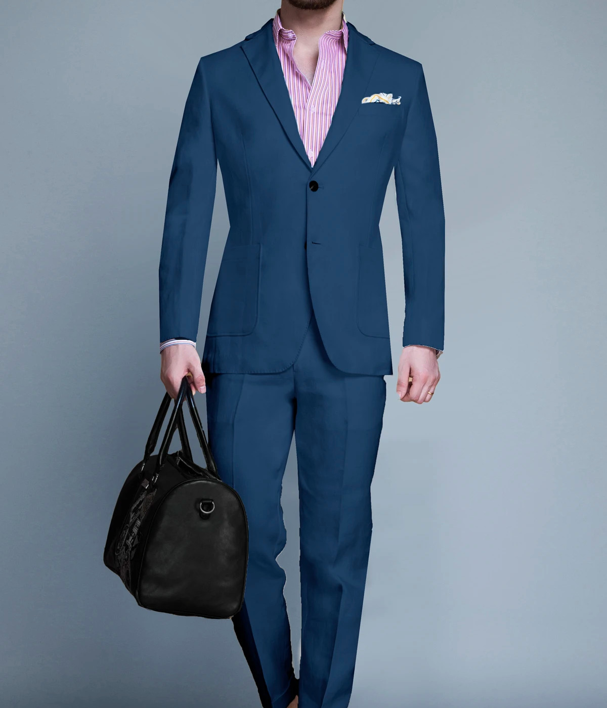 Dusty Blue Linen Suit- view-2