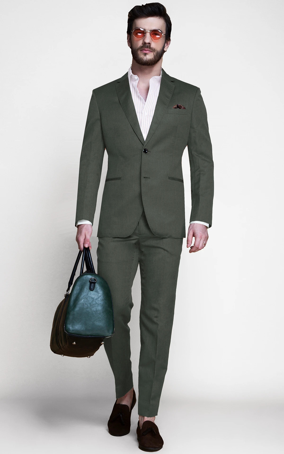 Khaki Green Linen Suit