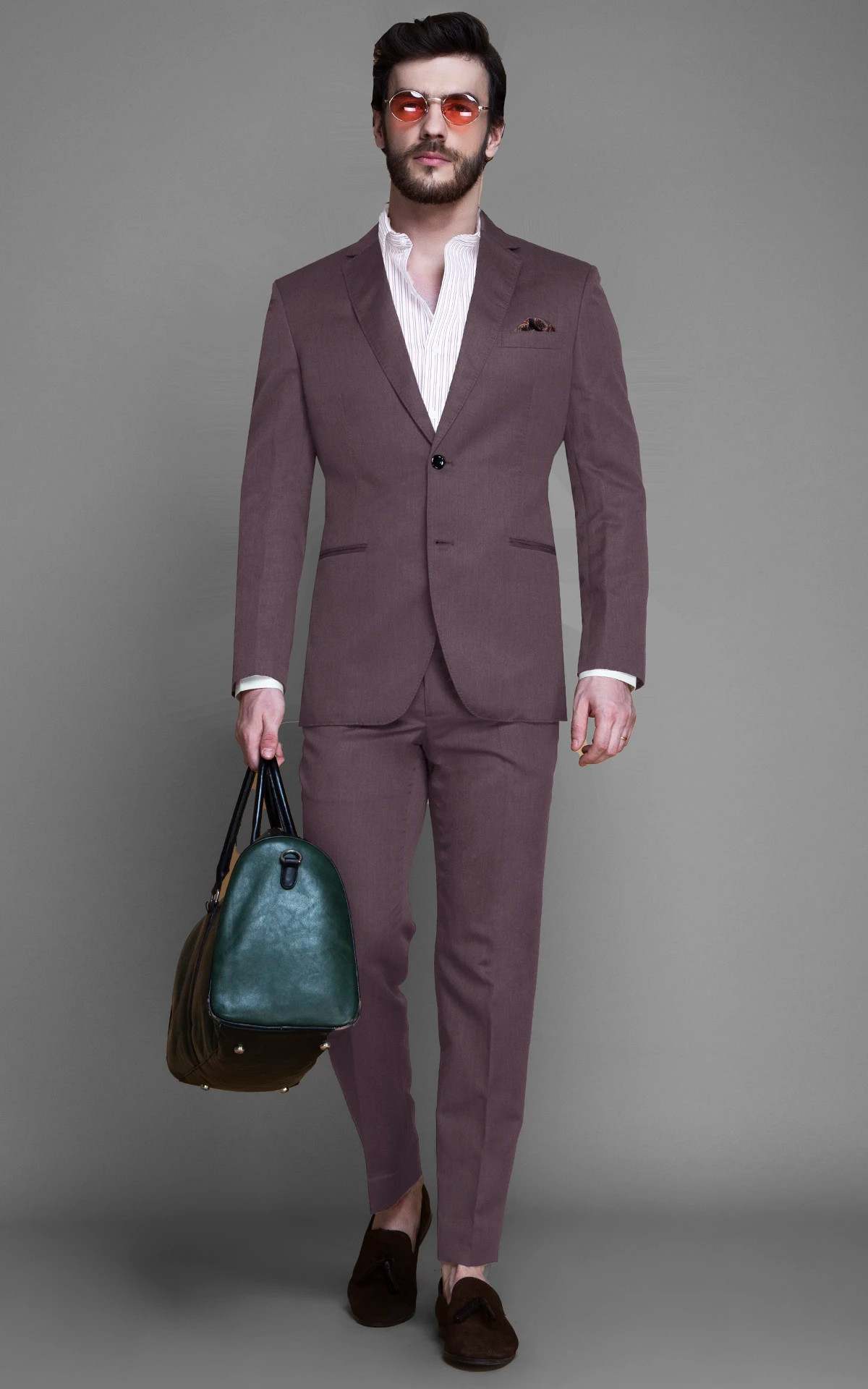 Earthy Purple Linen Suit