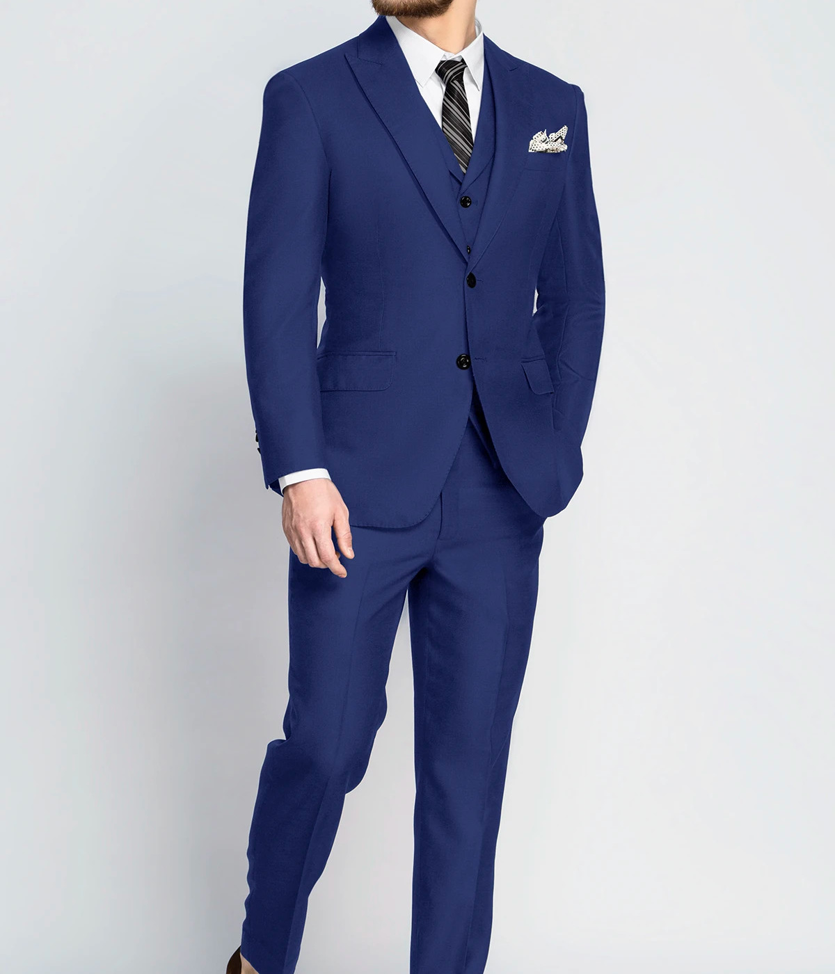 Men's Royal Blue Twill Classic Fit Suit Trousers