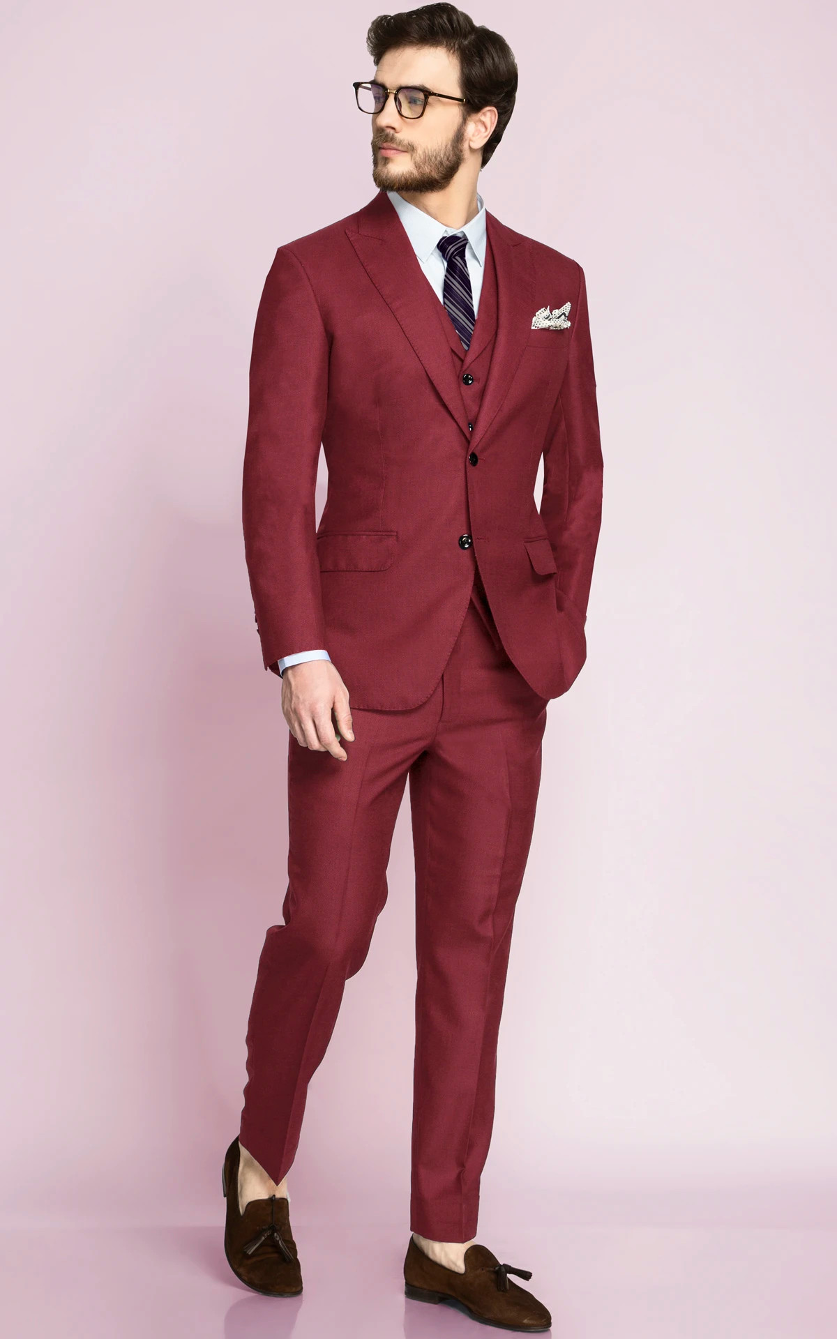 California Cherry Red Wool Suit