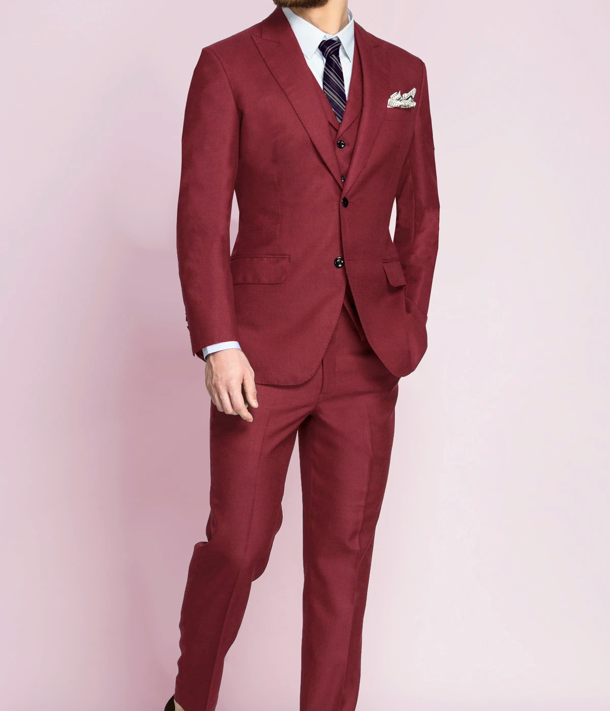 California Cherry Red Wool Suit- view-2