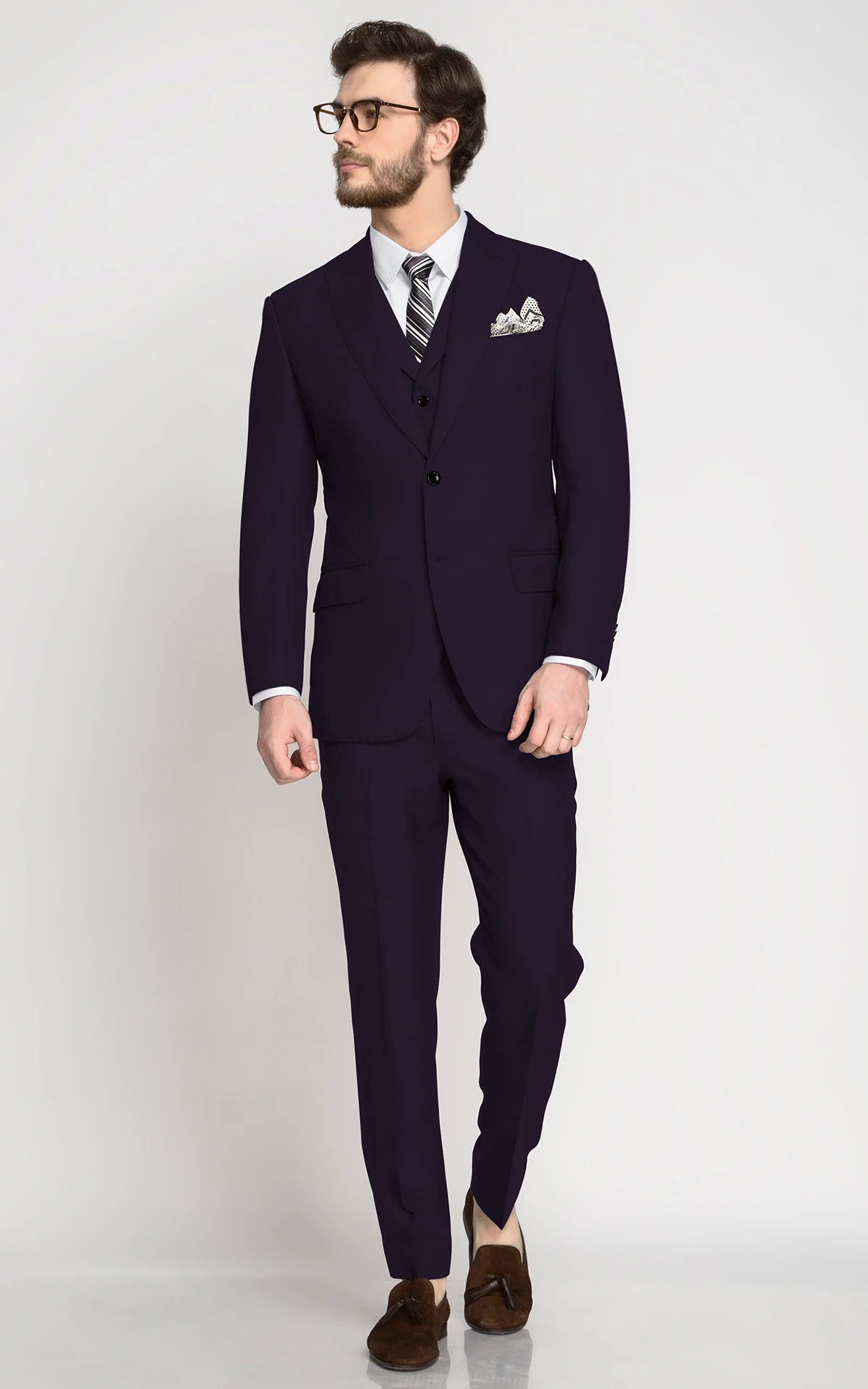 Mens Custom Tailor Made Dark Purple Dress Pants Business Work Formal  Trousers