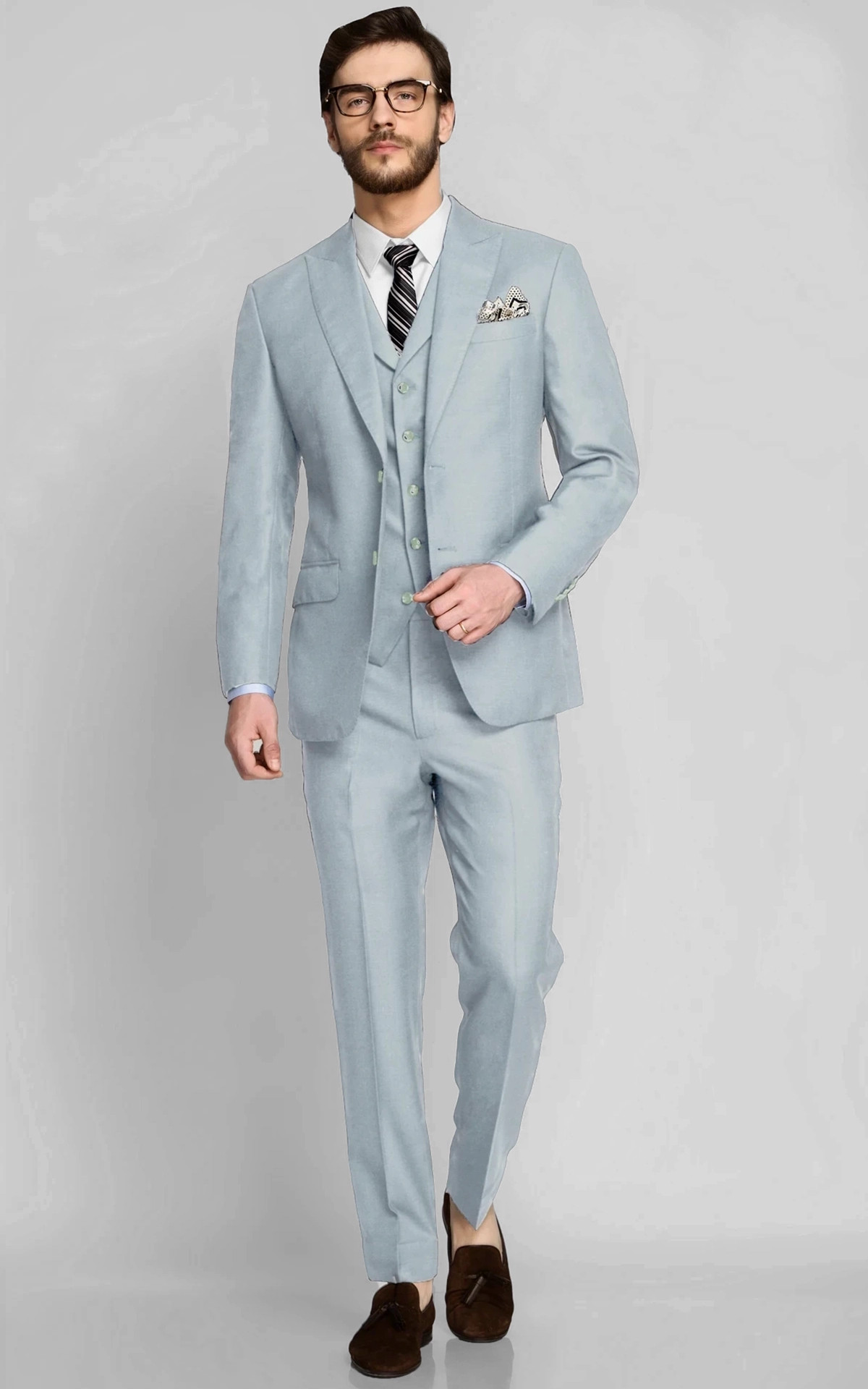 Pastel Sky Blue Wool Suit