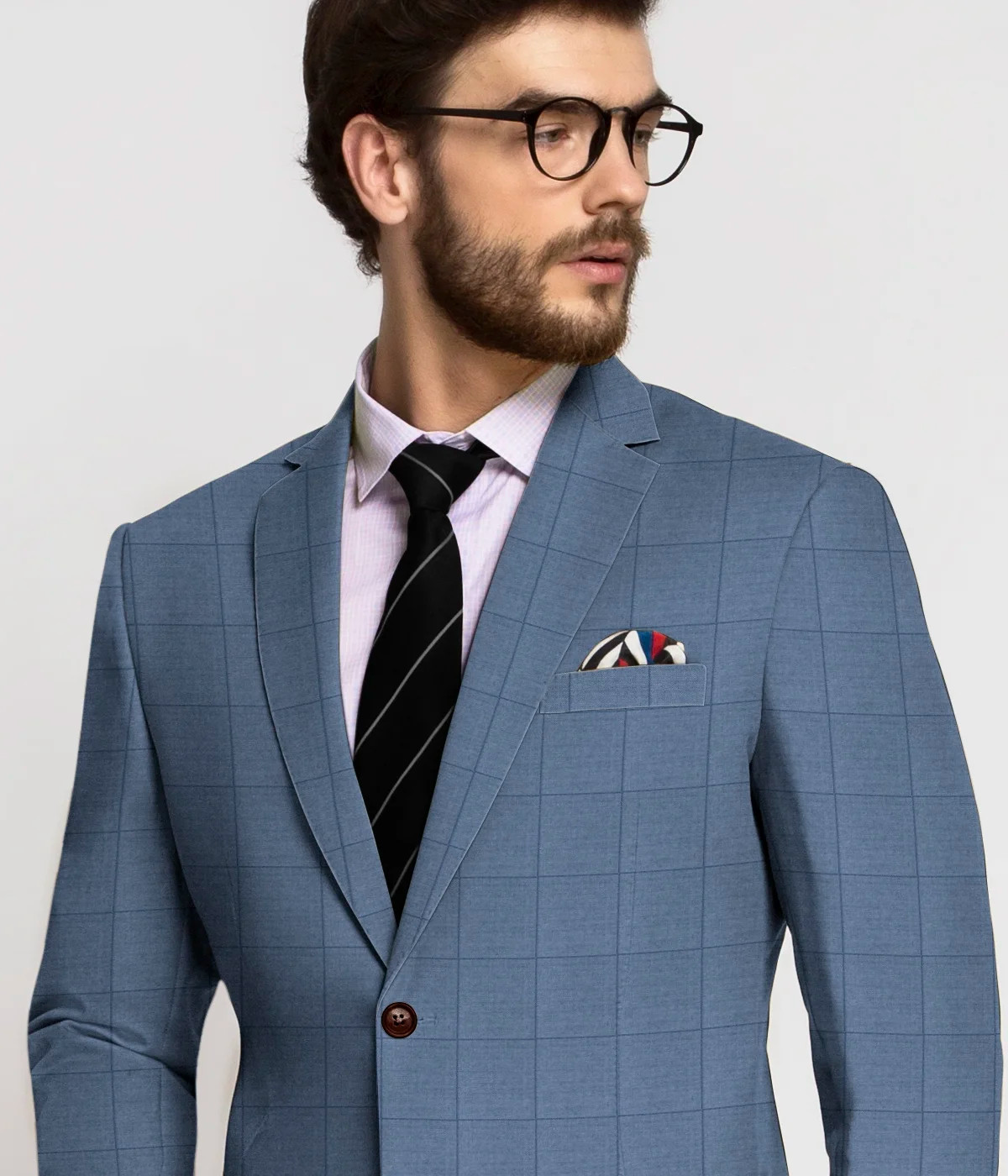 Pittsburgh Blue Windowpane Checks Suit-1