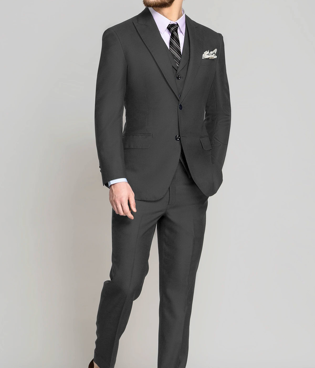Charcoal Grey Stretch Wool Suit- view-2