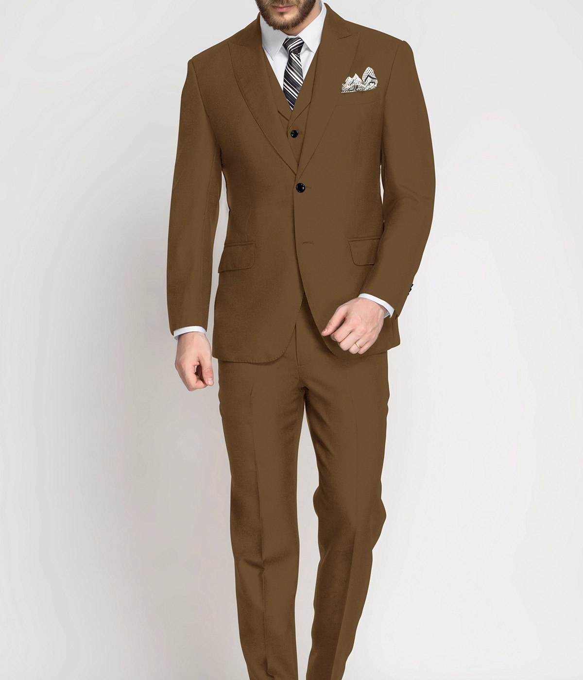 Earthy Country Brown Wool Suit- view-2
