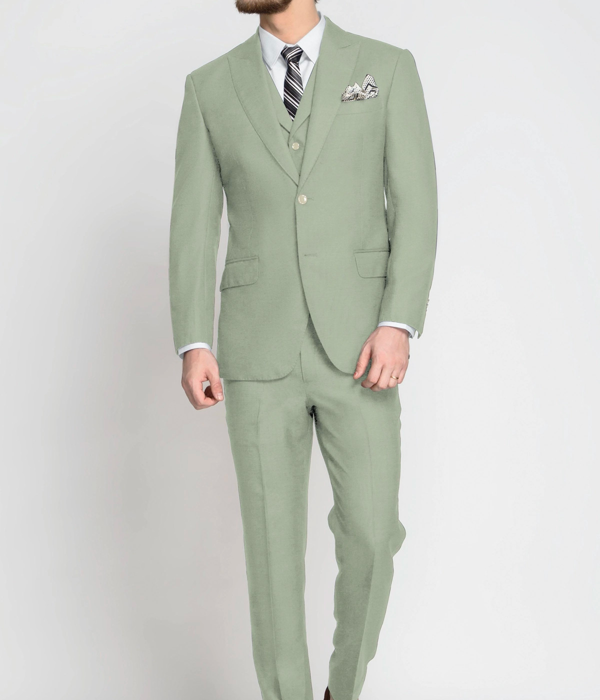 Dusty Sage Green Wool Suit- view-2