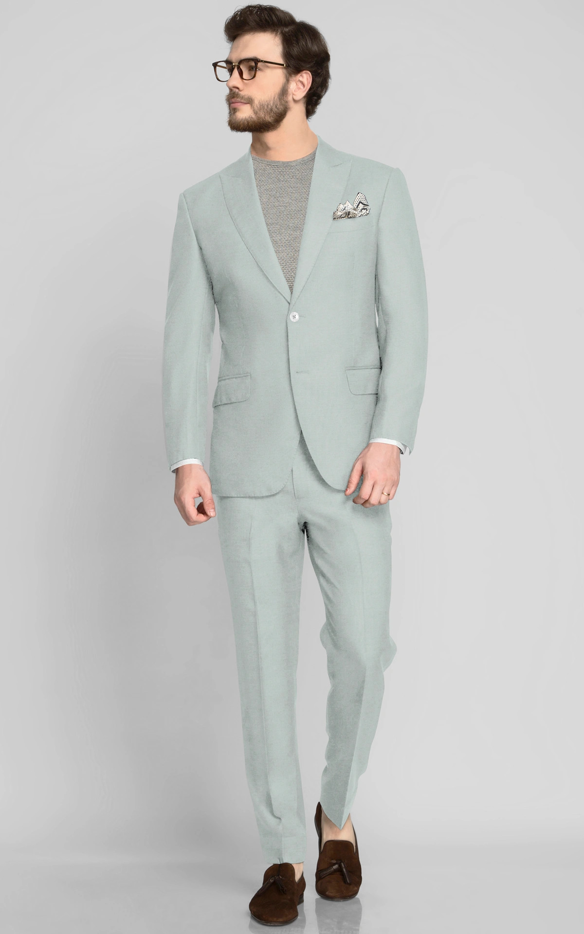 Nordic Pastel Mint Wool Suit