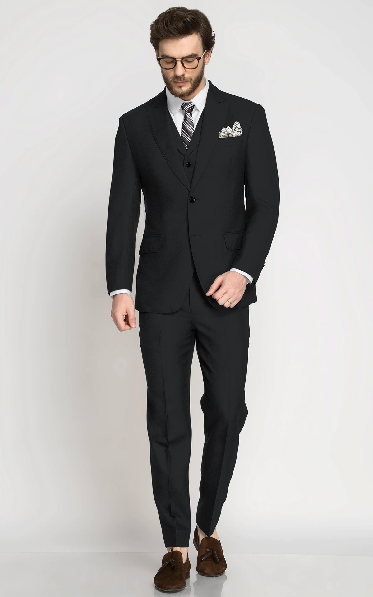 Deep Black Wool Suit - Hangrr