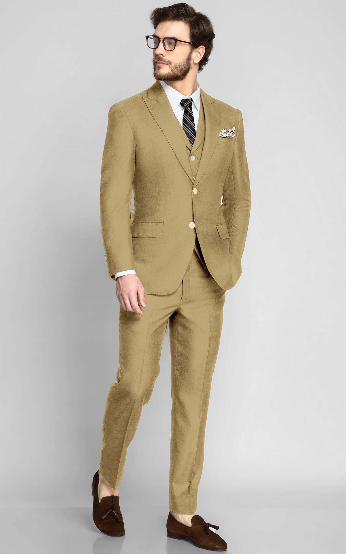 Golden Khaki Wool Suit