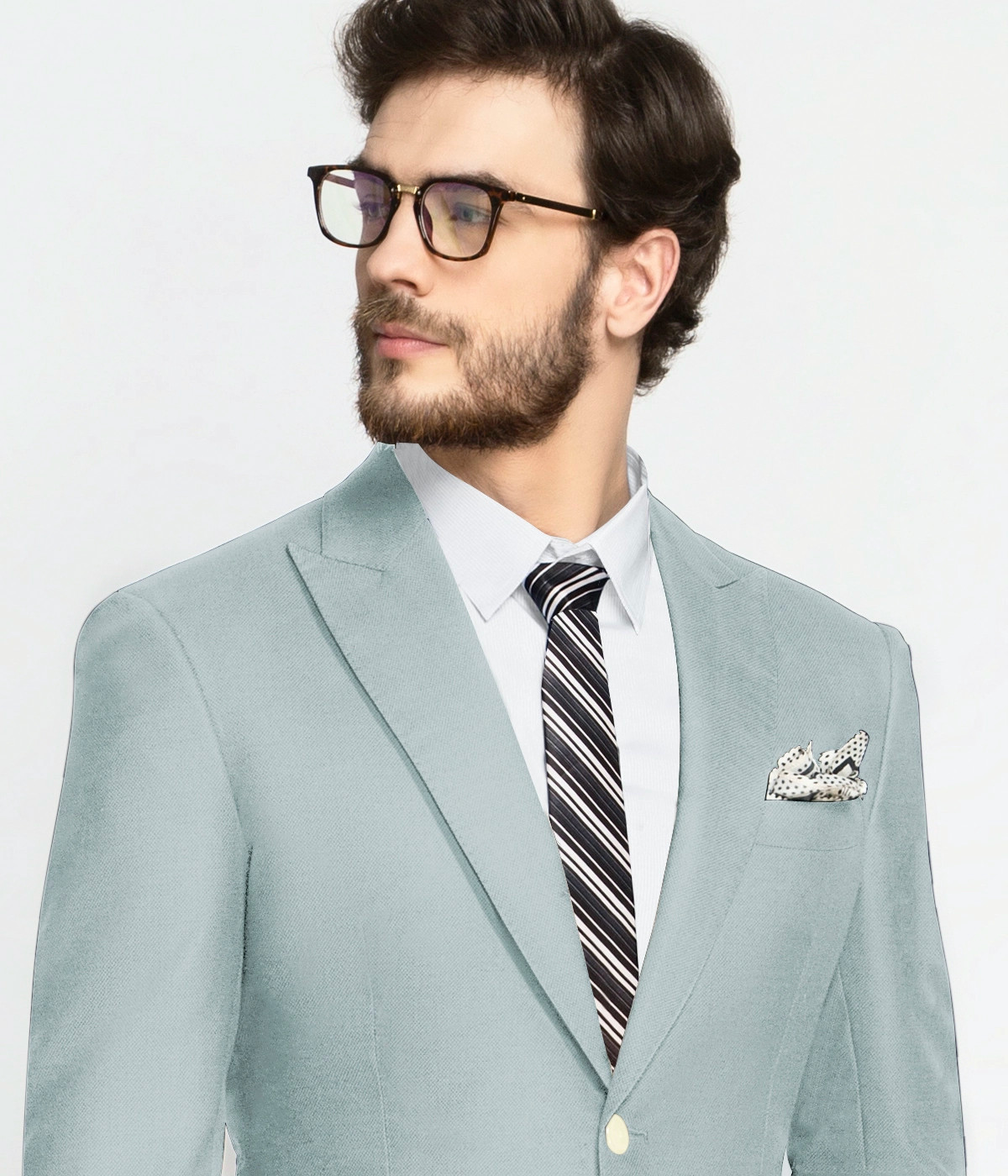 Sky Blue Stretch Wool Blazer-1