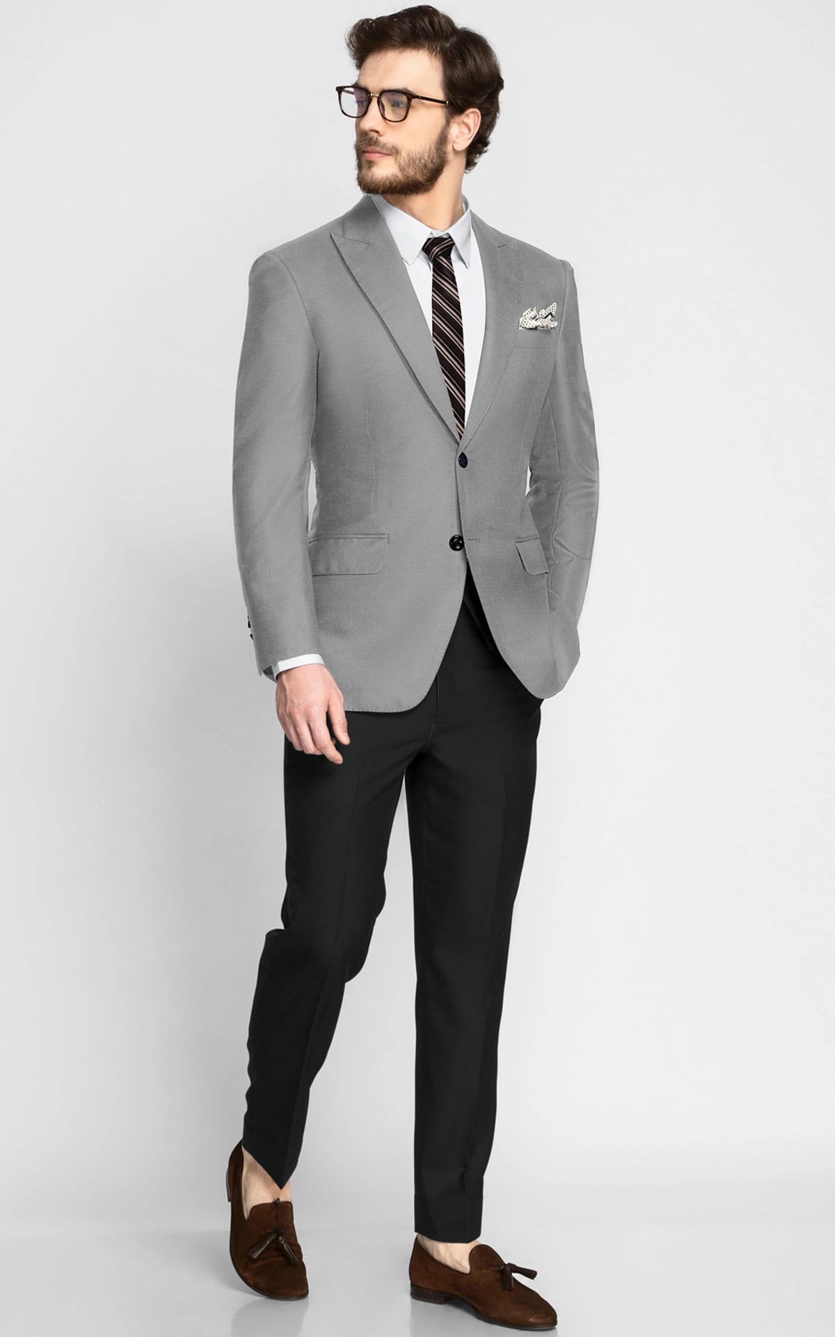 Slate Gray Stretch Wool Blazer